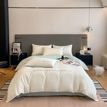 91家纺网 家纺一手货源 找家纺 （总）卡姿 2023新款轻奢简约刺绣四件套—自由风格