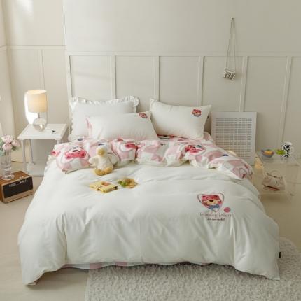 91家纺网 家纺一手货源 找家纺 （总）卡姿 2023新款全棉呆萌小刺绣四件套第二波