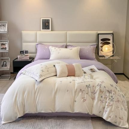 91家纺网 家纺一手货源 找家纺 （总）卡姿家纺 2023新款牛奶绒四件套 蝴蝶谷系列