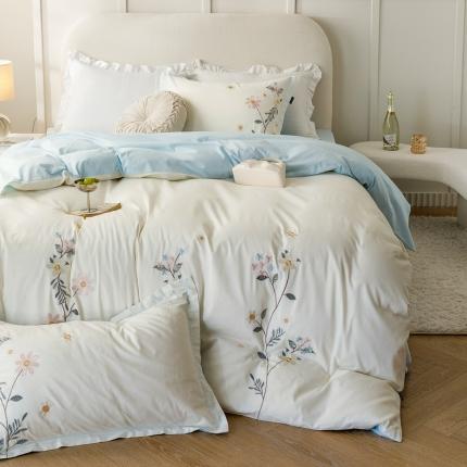 91家纺网 家纺一手货源 找家纺 (总) 卡姿家纺 2023新款优雅风刺绣四件套—欧若拉