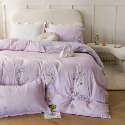 91家纺网 家纺一手货源 找家纺 卡姿家纺 2023新款优雅风刺绣四件套—欧若拉 欧若拉-紫