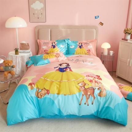 91家纺网 家纺一手货源 找家纺 曼秀琳 2023新款40s匹马棉印花系列四件套 俏皮公主