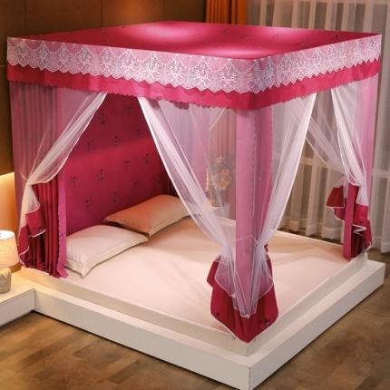 91家纺网 家纺一手货源 找家纺 千逸虹 2024新款坐床全底纱 遮光蚊帐 贵妃红