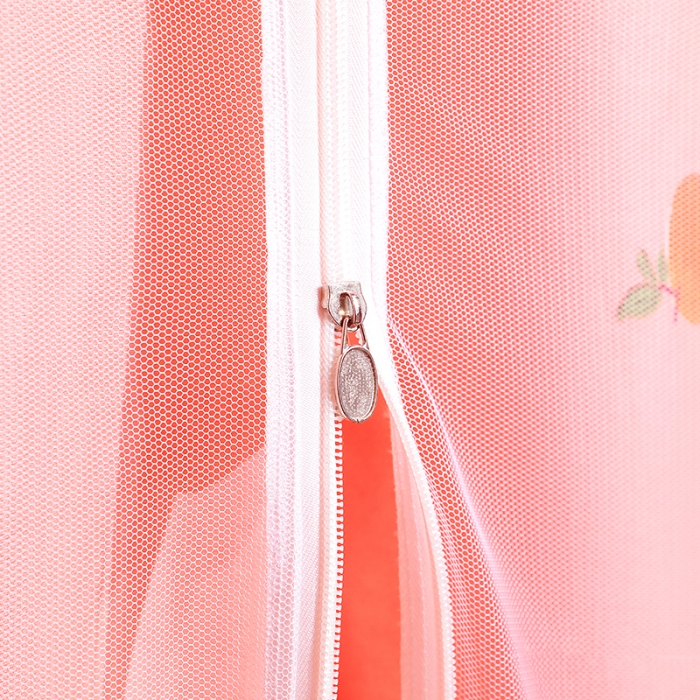 91家纺网 家纺一手货源 找家纺 千逸虹 2024新款坐床全底纱 遮光蚊帐 粉色心情