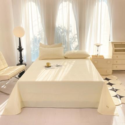 91家纺网 家纺一手货源 找家纺 眠博士 2023新款全棉华夫格床单三件套 珍珠白