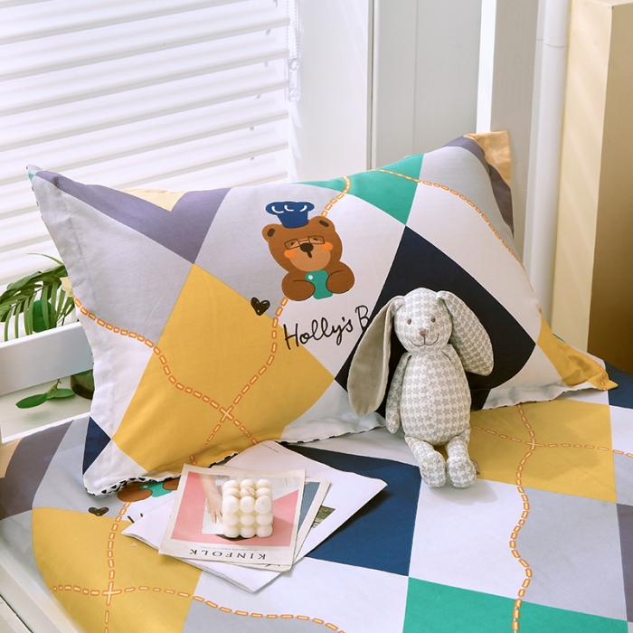 91家纺网 家纺一手货源 找家纺 拾物记 2023新款全棉喷气花卉条纹格子系列学生三件套 爱尔威