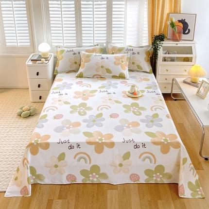 拾物记 2023新款全棉喷气花卉条纹格子系列单床单 安暖如夏