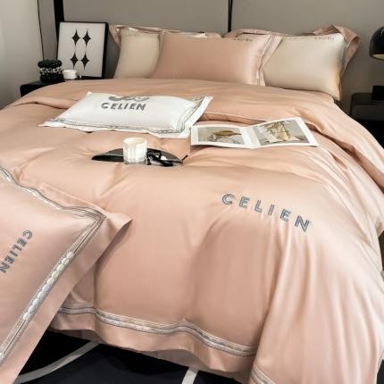 91家纺网 家纺一手货源 找家纺 618家纺 2023新款100支长绒棉全棉纯棉四件套-赛纳系列 赛纳-粉