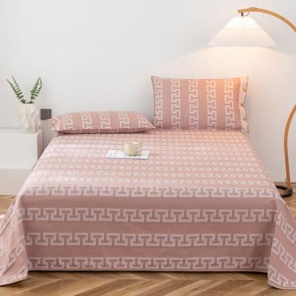 91家纺网 家纺一手货源 找家纺 棉乐町 2025新款老粗布提花凉席三件套 长城格-浅驼