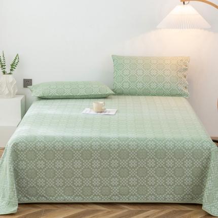 91家纺网 家纺一手货源 找家纺 棉乐町 2025新款老粗布提花凉席三件套 钻石格-绿