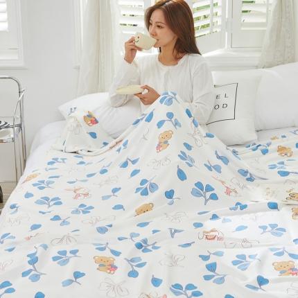 91家纺网 家纺一手货源 找家纺 棉乐町 2025新款印花竹纤维盖毯 叮当熊