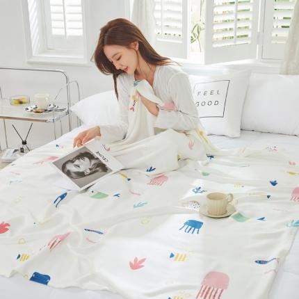 91家纺网 家纺一手货源 找家纺 棉乐町 2025新款印花竹纤维盖毯 海底世界