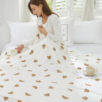 91家纺网 家纺一手货源 找家纺 棉乐町 2025新款印花竹纤维盖毯 熊嘟嘟