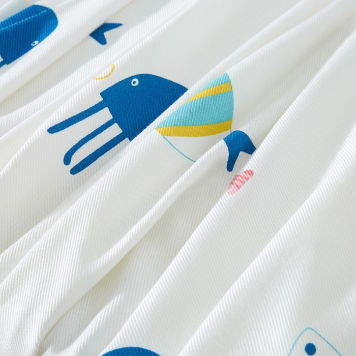 91家纺网 家纺一手货源 找家纺 棉乐町 2025新款印花竹纤维盖毯 海底世界