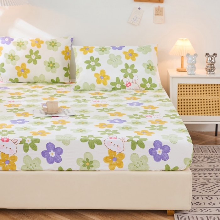 91家纺网 家纺一手货源 找家纺 棉乐町 2025新款加厚全棉床笠 嘟嘟花园