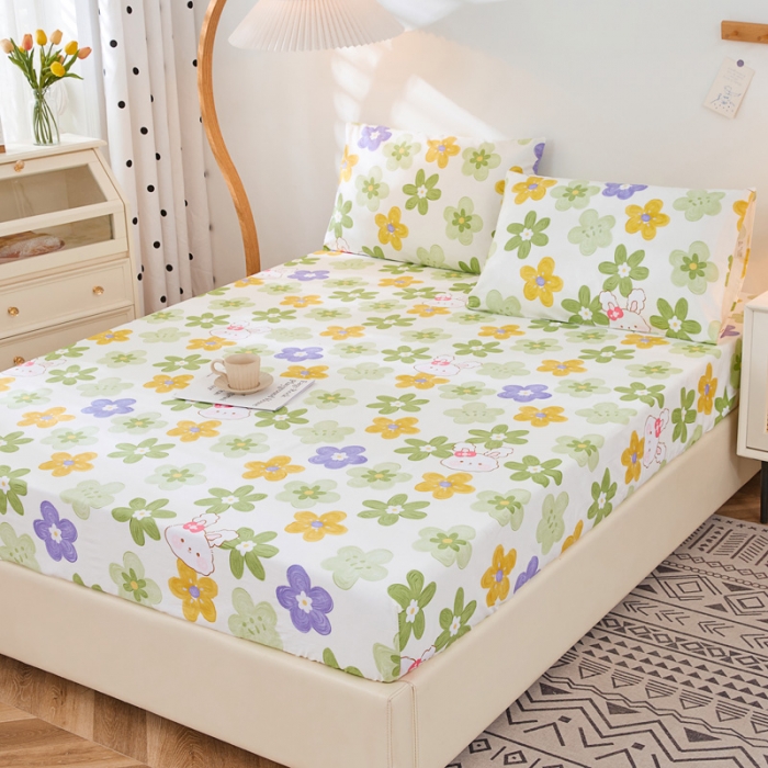 91家纺网 家纺一手货源 找家纺 棉乐町 2025新款加厚全棉床笠 嘟嘟花园