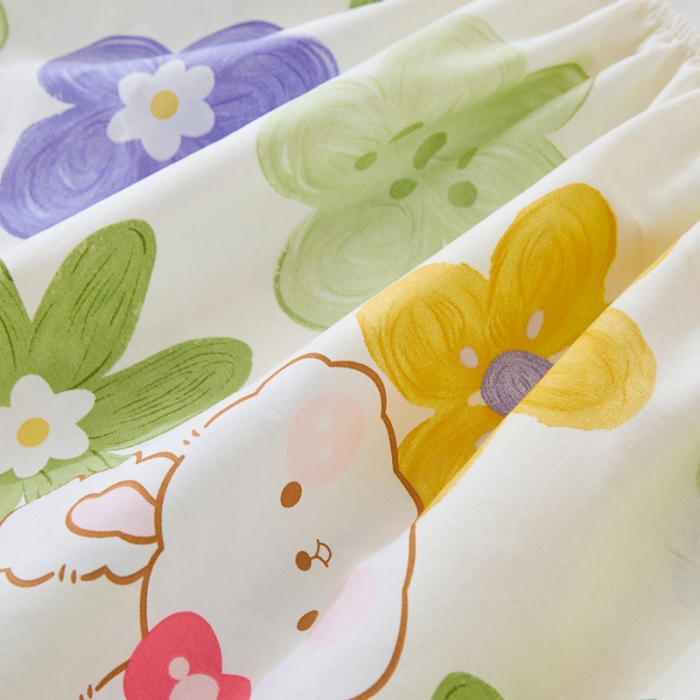 91家纺网 家纺一手货源 找家纺 棉乐町 2025新款加厚全棉床笠 嘟嘟花园