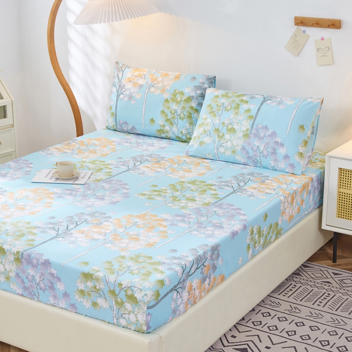 91家纺网 家纺一手货源 找家纺 棉乐町 2025新款加厚全棉床笠 发财树