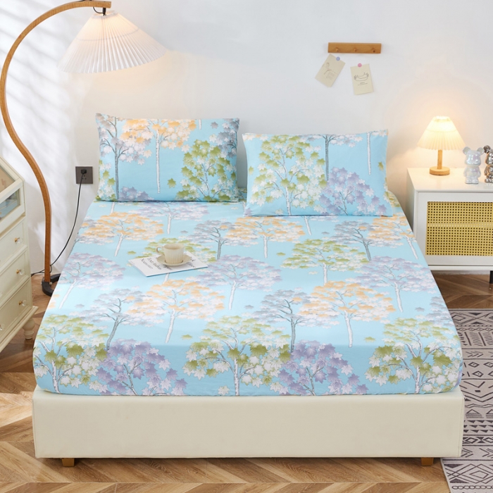 91家纺网 家纺一手货源 找家纺 棉乐町 2025新款加厚全棉床笠 发财树