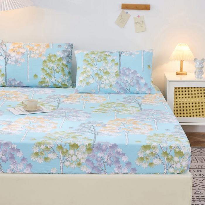 91家纺网 家纺一手货源 找家纺 棉乐町 2025新款加厚全棉床笠 发财树