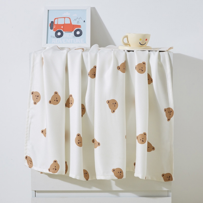 91家纺网 家纺一手货源 找家纺 首爱家纺 2025新款印花竹纤维午睡盖毯子空调毯沙发毯 熊嘟嘟