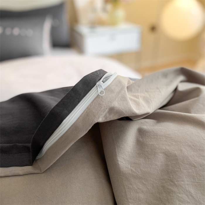 91家纺网 家纺一手货源 找家纺 蓝巢家纺 2023新款全棉水洗棉素写系列四件套 素写深灰