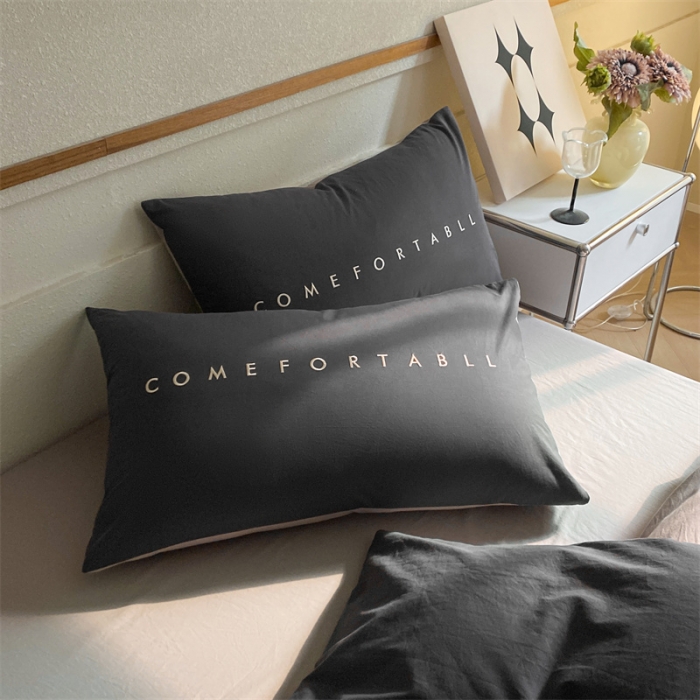 91家纺网 家纺一手货源 找家纺 蓝巢家纺 2023新款全棉水洗棉素写系列四件套 素写深灰