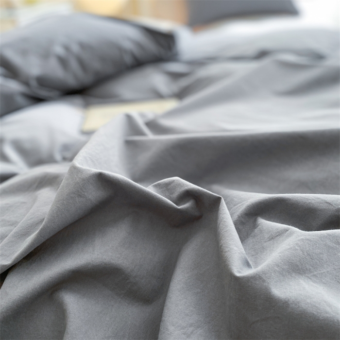 91家纺网 家纺一手货源 找家纺 蓝巢家纺 2023新款全棉水洗棉素写系列四件套 素写中灰