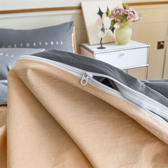 91家纺网 家纺一手货源 找家纺 蓝巢家纺 2023新款全棉水洗棉素写系列四件套 素写中灰