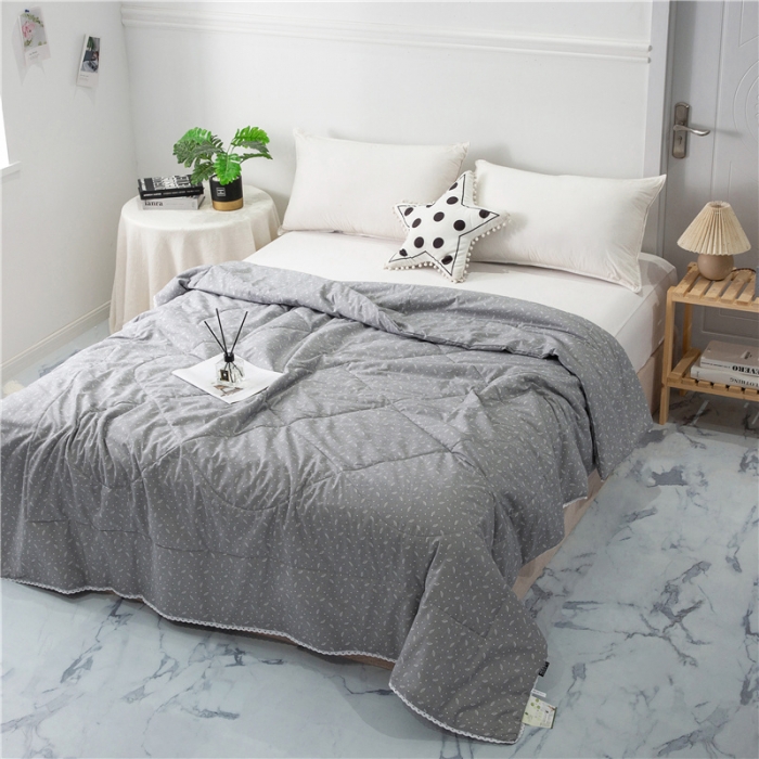 91家纺网 家纺一手货源 找家纺 首爱家纺 2025新款全棉棉花夏凉被纯棉夏被空调被子 素叶