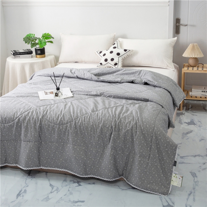 91家纺网 家纺一手货源 找家纺 首爱家纺 2025新款全棉棉花夏凉被纯棉夏被空调被子 素叶