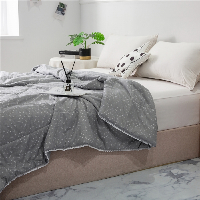 91家纺网 家纺一手货源 找家纺 首爱家纺 2025新款全棉棉花夏凉被纯棉夏被空调被子 素叶