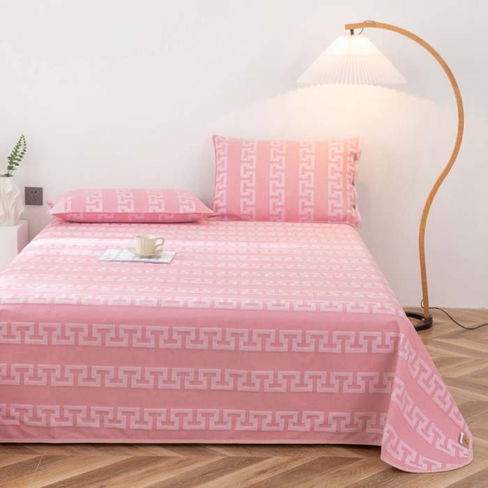 91家纺网 家纺一手货源 找家纺 首爱家纺 全棉老粗布提花凉席三件套软凉席床单 长城格--粉