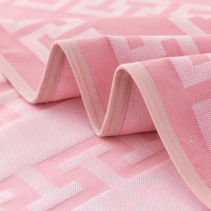 91家纺网 家纺一手货源 找家纺 首爱家纺 全棉老粗布提花凉席三件套软凉席床单 长城格--粉