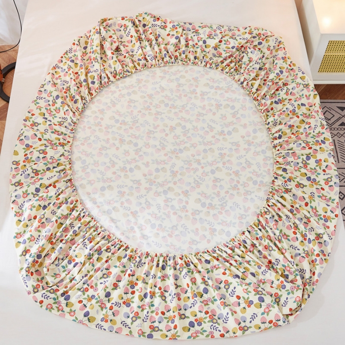 91家纺网 家纺一手货源 找家纺 首爱家纺 2025新款加厚全棉床笠床垫席梦思保护套 草莓点点