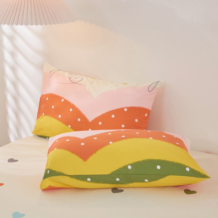 91家纺网 家纺一手货源 找家纺 首爱家纺 2025新款加厚全棉床笠床垫席梦思保护套 多彩爱心