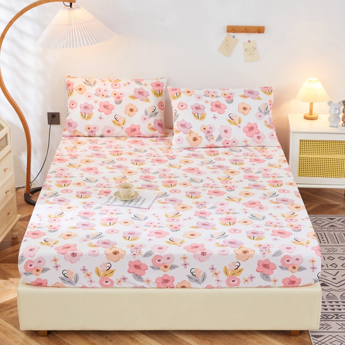 91家纺网 家纺一手货源 找家纺 首爱家纺 2025新款加厚全棉床笠床垫席梦思保护套 浅浅花漾