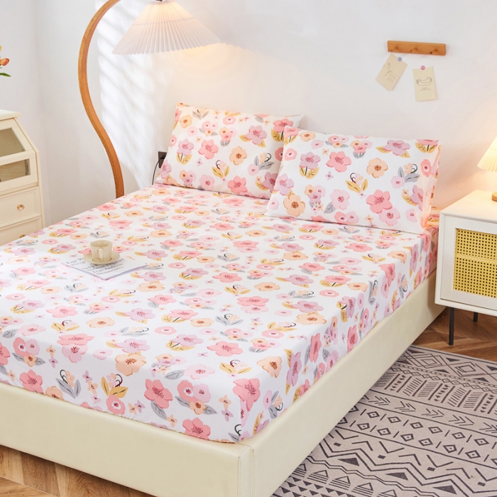 91家纺网 家纺一手货源 找家纺 首爱家纺 2025新款加厚全棉床笠床垫席梦思保护套 浅浅花漾