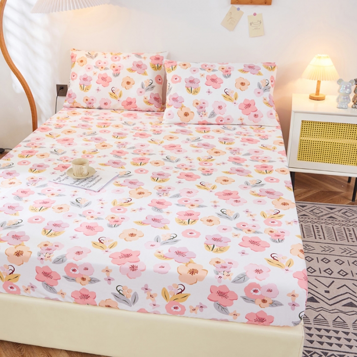 91家纺网 家纺一手货源 找家纺 首爱家纺 2025新款加厚全棉床笠床垫席梦思保护套 浅浅花漾