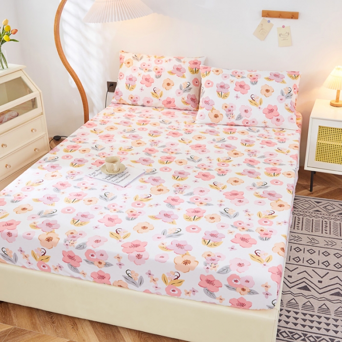 91家纺网 家纺一手货源 找家纺 首爱家纺 2025新款加厚全棉床笠床垫席梦思保护套 浅浅花漾