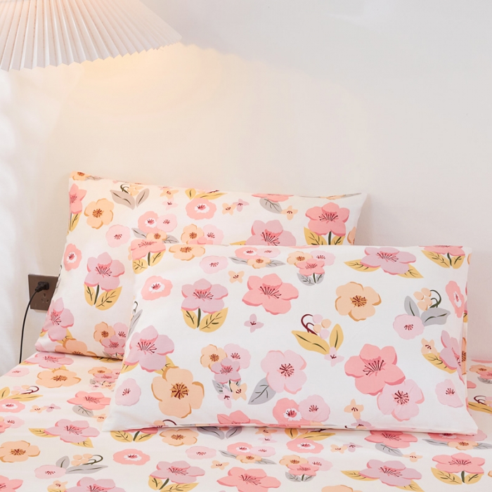 91家纺网 家纺一手货源 找家纺 首爱家纺 2025新款加厚全棉床笠床垫席梦思保护套 浅浅花漾