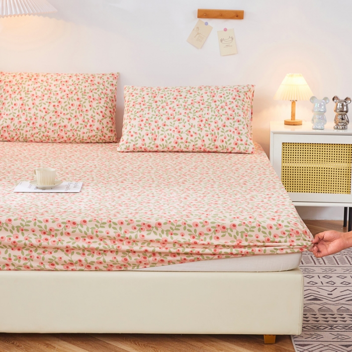 91家纺网 家纺一手货源 找家纺 首爱家纺 2025新款加厚全棉床笠床垫席梦思保护套 浅夏