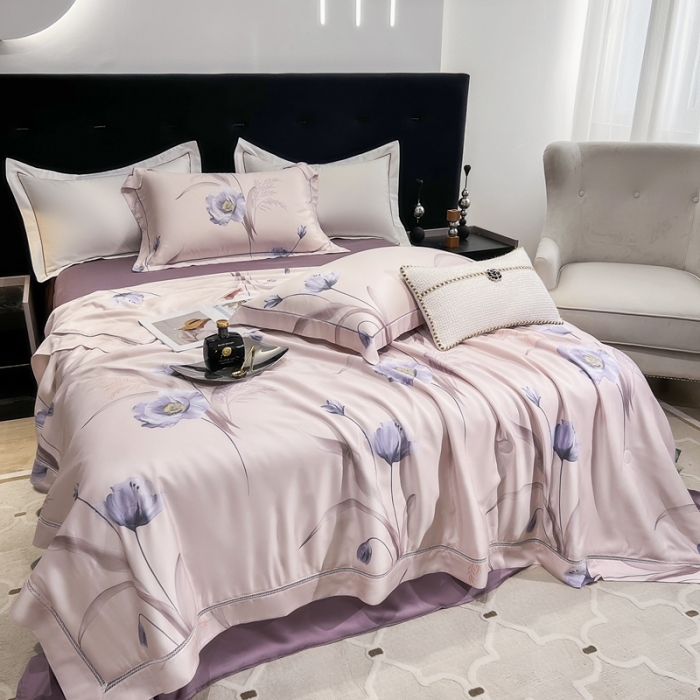 91家纺网 家纺一手货源 找家纺 娇逸家居 2024新款40天丝莫代尔镂空款夏凉被 碧月