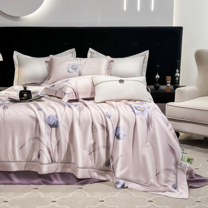 91家纺网 家纺一手货源 找家纺 娇逸家居 2024新款40天丝莫代尔镂空款夏凉被 碧月