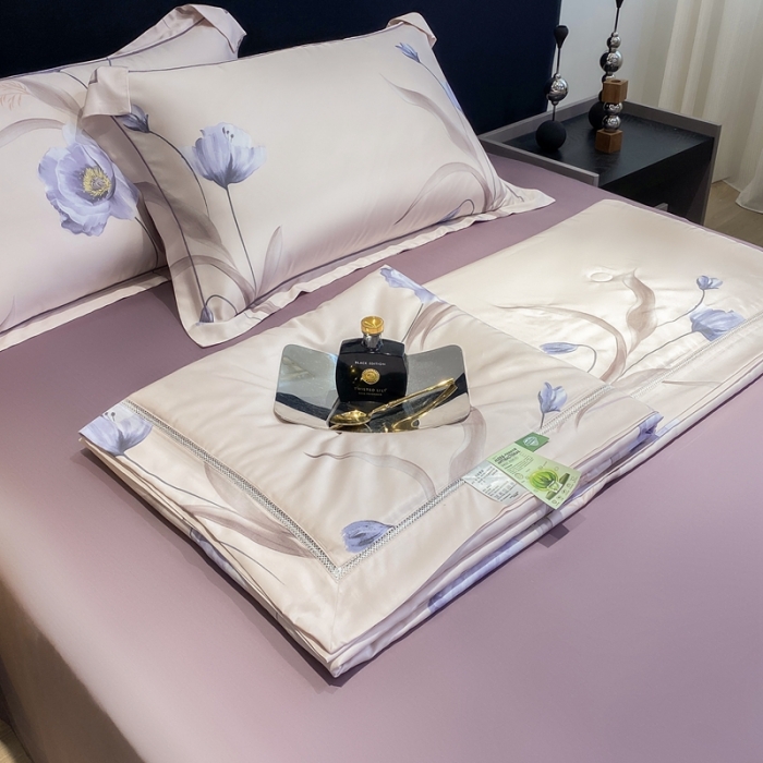 91家纺网 家纺一手货源 找家纺 娇逸家居 2024新款40天丝莫代尔镂空款夏凉被 碧月