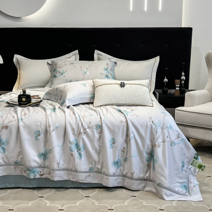 91家纺网 家纺一手货源 找家纺 娇逸家居 2024新款40天丝莫代尔镂空款夏凉被 洛佳蓝