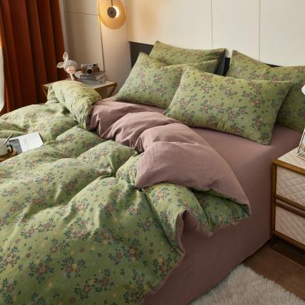 91家纺网 家纺一手货源 找家纺 （总）艾咪 新款全棉双层纱色织提花四件套三件套及单品