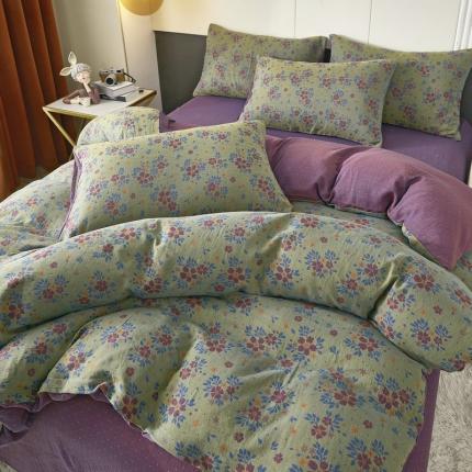 91家纺网 家纺一手货源 找家纺 （总）艾咪 新款全棉双层纱色织提花四件套三件套及单品