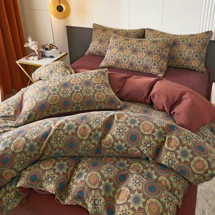 91家纺网 家纺一手货源 找家纺 （总）艾咪 新款全棉双层纱色织提花四件套三件套及单品