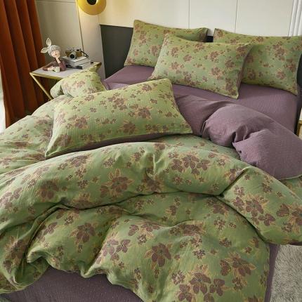 91家纺网 家纺一手货源 找家纺 （总）艾咪 新款全棉双层纱色织提花四件套三件套及单品